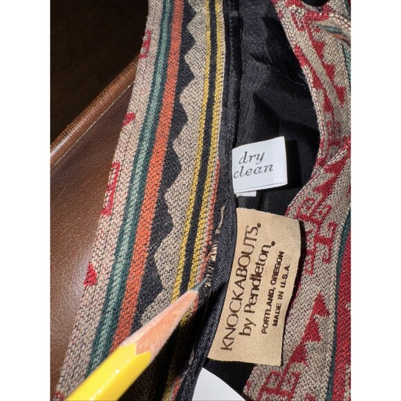 VTG Knockabouts By Pendleton Sz8 Southwestern Blanket Wool Art Azetec WrapSkirt - Picture 5 of 5